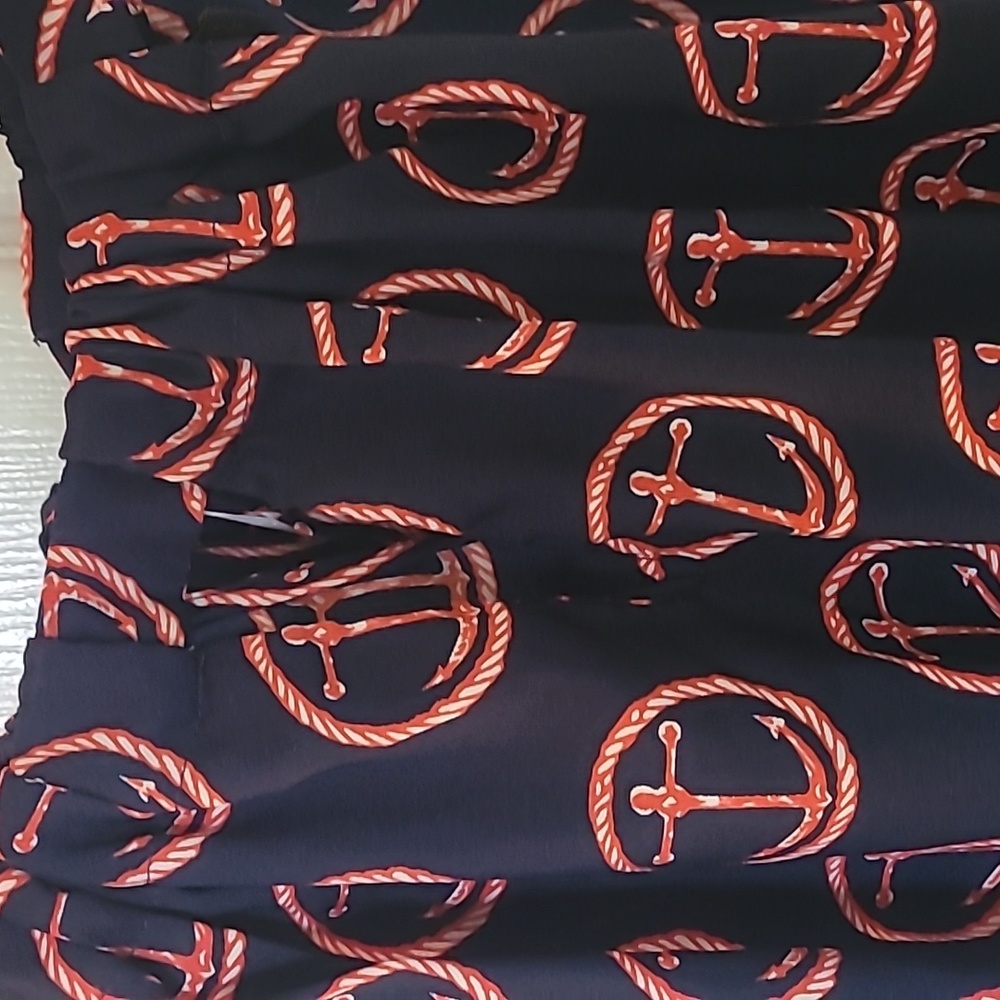 Red Navy White Sail Anchor Blouse XS